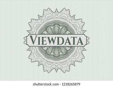 Green rosette. Linear Illustration with text Viewdata inside