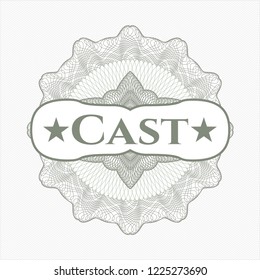 Green rosette. Linear Illustration with text Cast inside