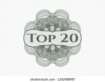 Green rosette. Linear Illustration with text Top 20 inside