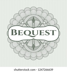 Green rosette. Linear Illustration with text Bequest inside