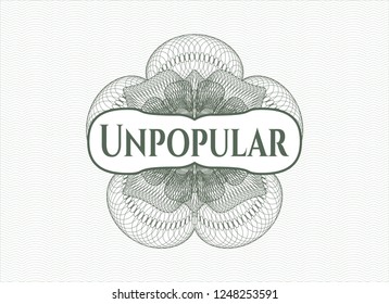 Green rosette. Linear Illustration with text Unpopular inside
