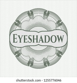 Green rosette. Linear Illustration with text Eyeshadow inside