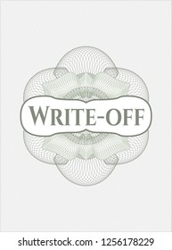 Green rosette. Linear Illustration with text Write-off inside