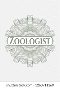 Green rosette. Linear Illustration with text Zoologist inside