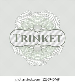 Green rosette. Linear Illustration with text Trinket inside