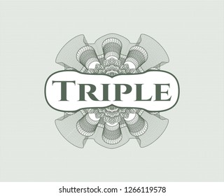 Green rosette. Linear Illustration with text Triple inside