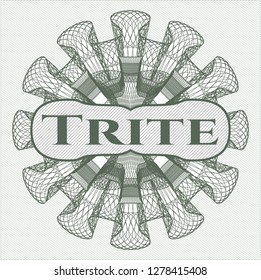 Green rosette. Linear Illustration with text Trite inside