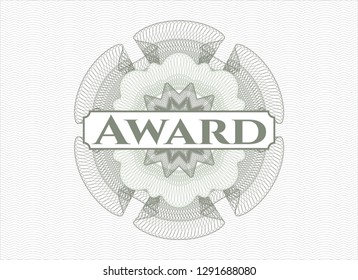 Green rosette. Linear Illustration with text Award inside