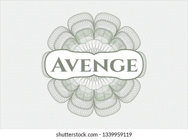 Green rosette. Linear Illustration with text Avenge inside