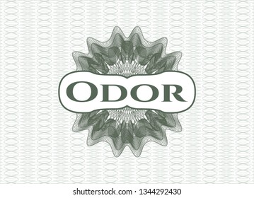 Green rosette. Linear Illustration with text Odor inside