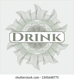 Green rosette. Linear Illustration with text Drink inside
