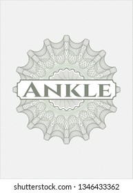 Green rosette. Linear Illustration with text Ankle inside
