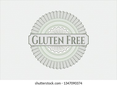 Green rosette. Linear Illustration with text Gluten Free inside
