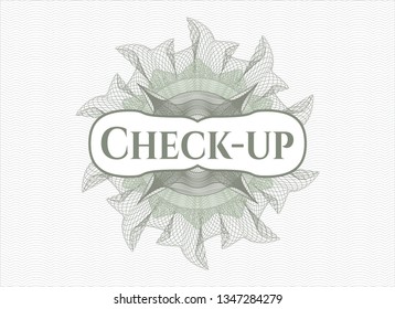 Green rosette. Linear Illustration with text Check-up inside