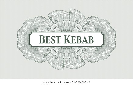 Green rosette. Linear Illustration. with text Best Kebab inside