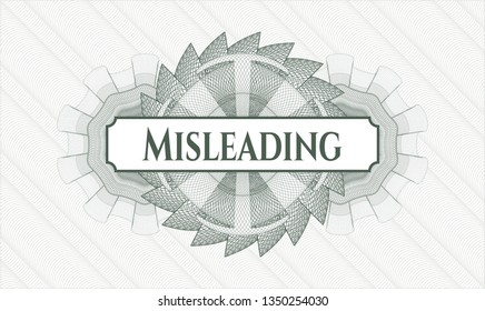 Green rosette. Linear Illustration. with text Misleading inside