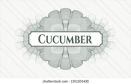 Green rosette. Linear Illustration. with text Cucumber inside