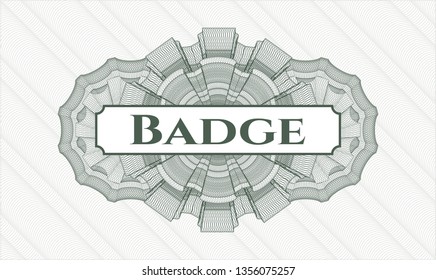 Green rosette. Linear Illustration. with text Badge inside