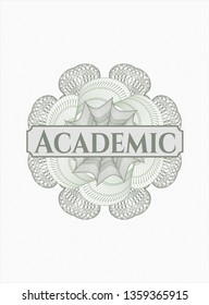 Green rosette. Linear Illustration with text Academic inside
