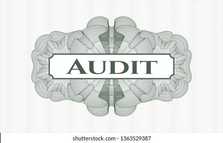 Green rosette. Linear Illustration. with text Audit inside