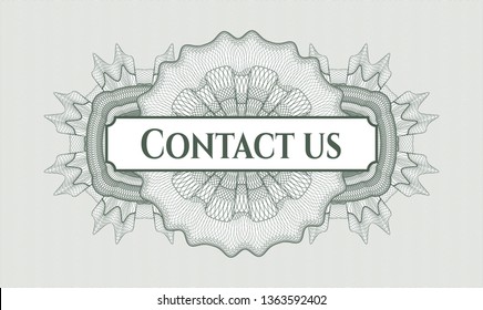 Green rosette. Linear Illustration. with text Contact us inside