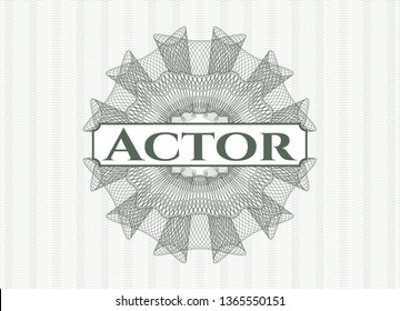 Green rosette. Linear Illustration with text Actor inside