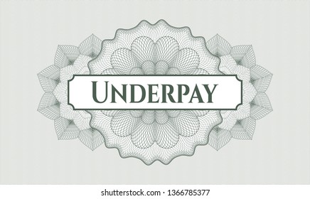 Green rosette. Linear Illustration. with text Underpay inside