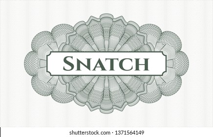 Green rosette. Linear Illustration. with text Snatch inside