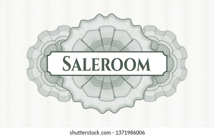 Green rosette. Linear Illustration. with text Saleroom inside