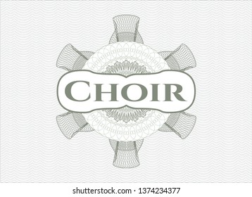 Green rosette. Linear Illustration with text Choir inside