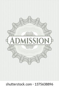 Green rosette. Linear Illustration with text Admission inside