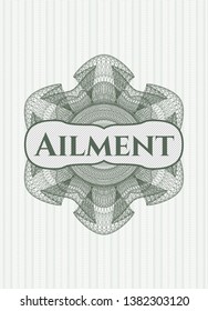 Green rosette. Linear Illustration with text Ailment inside