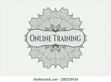 Green rosette. Linear Illustration with text Online Training inside