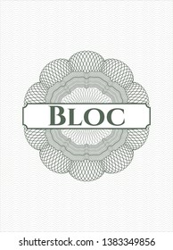 Green rosette. Linear Illustration with text Bloc inside