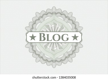 Green rosette. Linear Illustration with text Blog inside