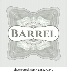 Green rosette. Linear Illustration with text Barrel inside