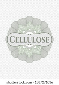 Green rosette. Linear Illustration with text Cellulose inside