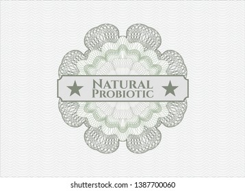 Green rosette. Linear Illustration with text Natural Probiotic inside