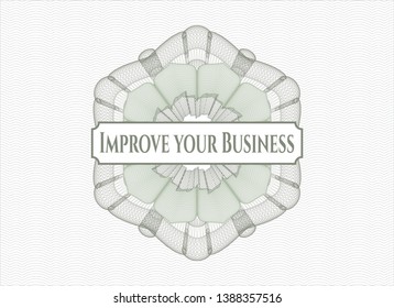 Green rosette. Linear Illustration with text Improve your Business inside