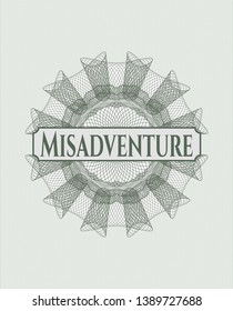 Green rosette. Linear Illustration with text Misadventure inside