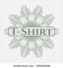 Green rosette. Linear Illustration with text T-Shirt inside