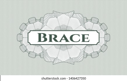 Green rosette. Linear Illustration. with text Brace inside