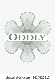 Green rosette. Linear Illustration with text Oddly inside