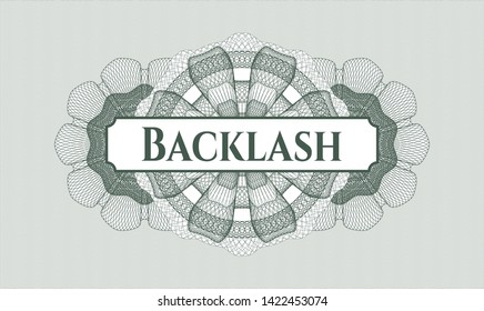 Green rosette. Linear Illustration. with text Backlash inside