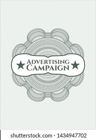 Green rosette. Linear Illustration with text Advertising Campaign inside