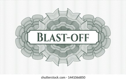 Green rosette. Linear Illustration. with text Blast-off inside