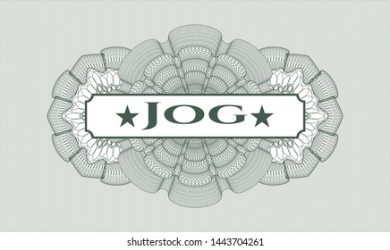 Green rosette. Linear Illustration. with text Jog inside