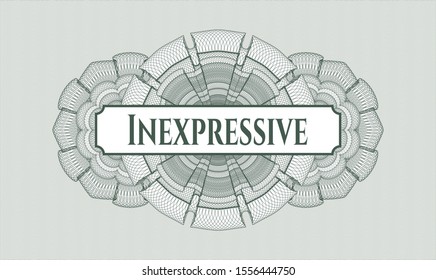 Green rosette. Linear Illustration. with text Inexpressive inside