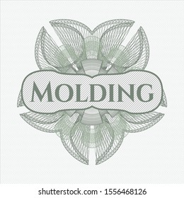 Green rosette. Linear Illustration with text Molding inside