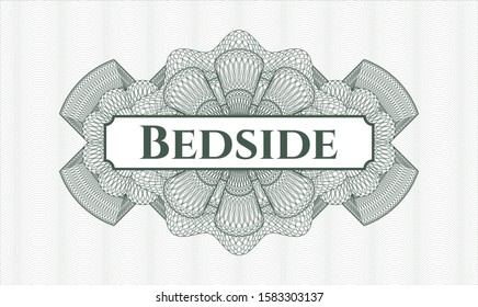 Green rosette. Linear Illustration. with text Bedside inside